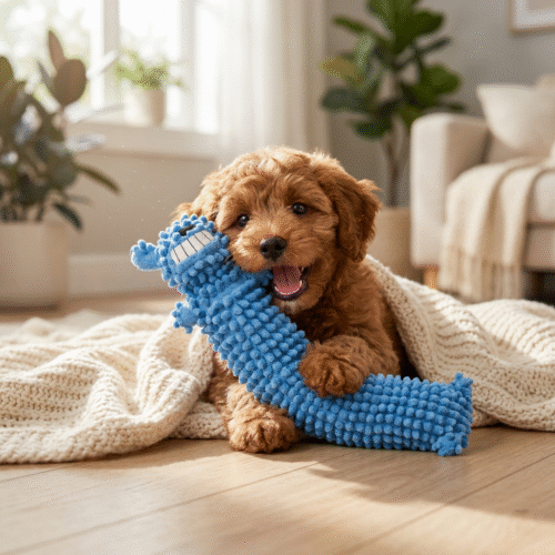 呲牙狗蓝色-泰迪互动图 Noodle Buddy Dog Toy with Squeaker