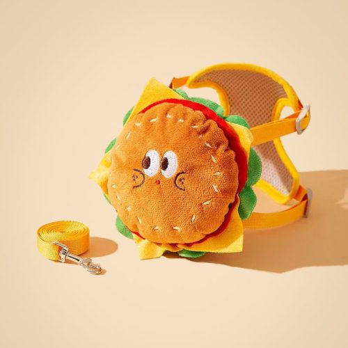 Adorable Burger Pet Harness & Leash Set