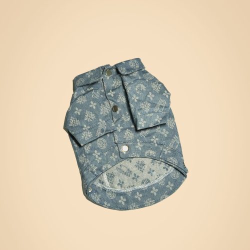 Blue Elephant Print Denim Jacket