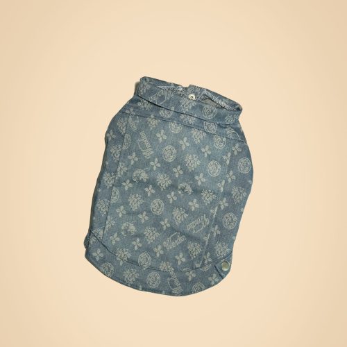 Blue Elephant Print Denim Jacket