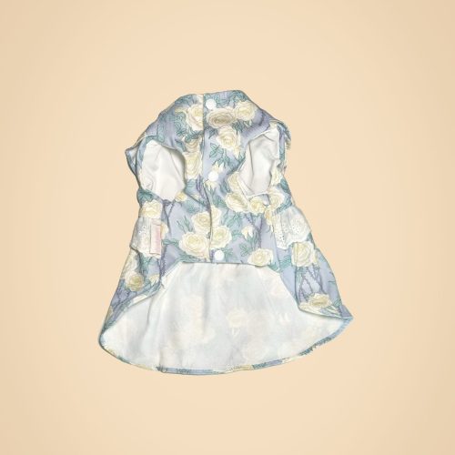 蓝色大花裙2 拷贝 Floral Blue Ruffle Pet Dress