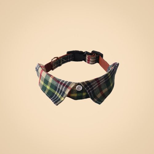 Dog Plaid Shirt Collar – Adjustable with Leather Inner