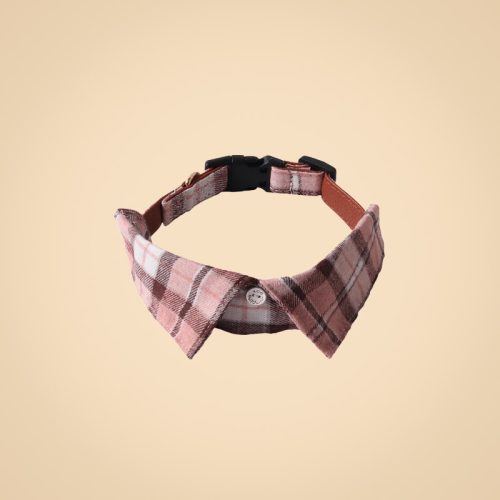 Dog Plaid Shirt Collar – Adjustable with Leather Inner