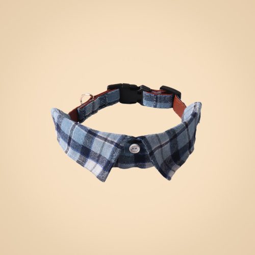 Dog Plaid Shirt Collar – Adjustable with Leather Inner