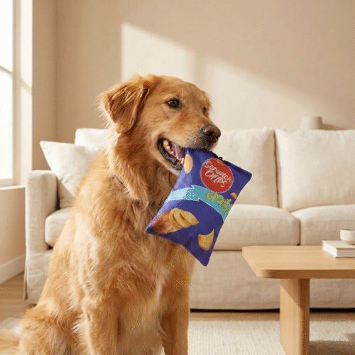 宠物互动图-Scrunch Chips-调小10% Squeaky Dog Toy – Crispy Snack Bag Series